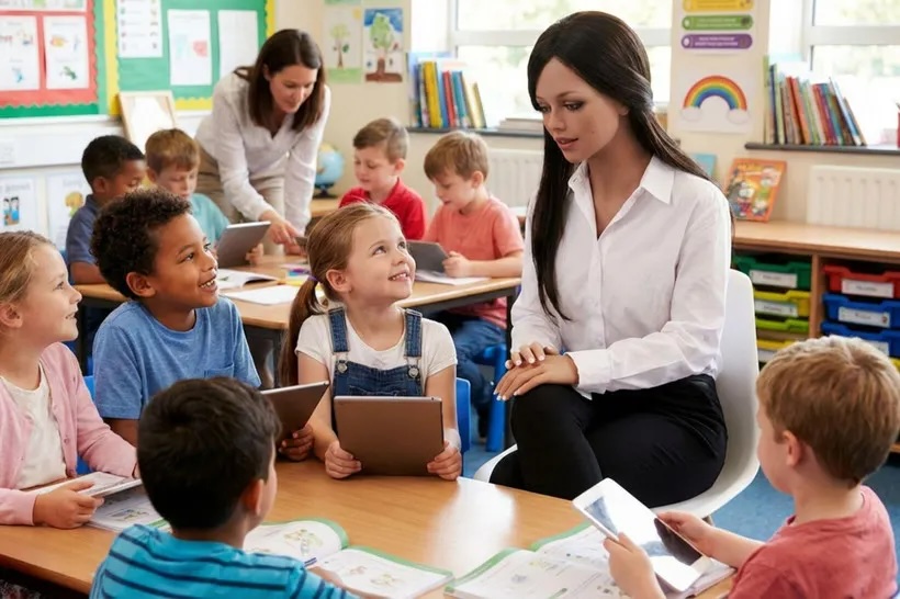robot in classroom