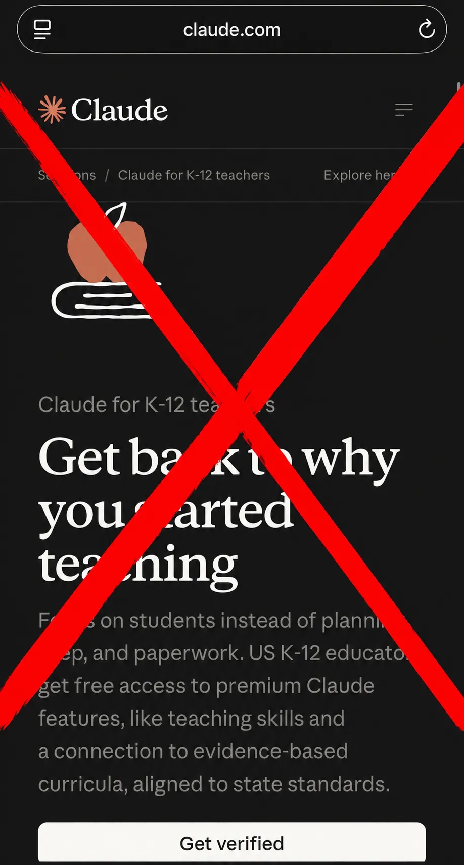 no to Claude for Teachers