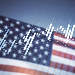 picture of American flag with graph overlayed on it